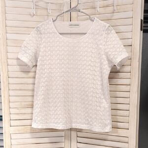 Cathy Daniels Cream Textured Short Sleeve Top